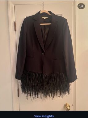 Gianni Bini Black Feather-Hem Blazer